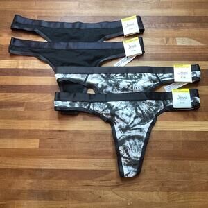 Jenni Women's Thong set of 4 black/white medium